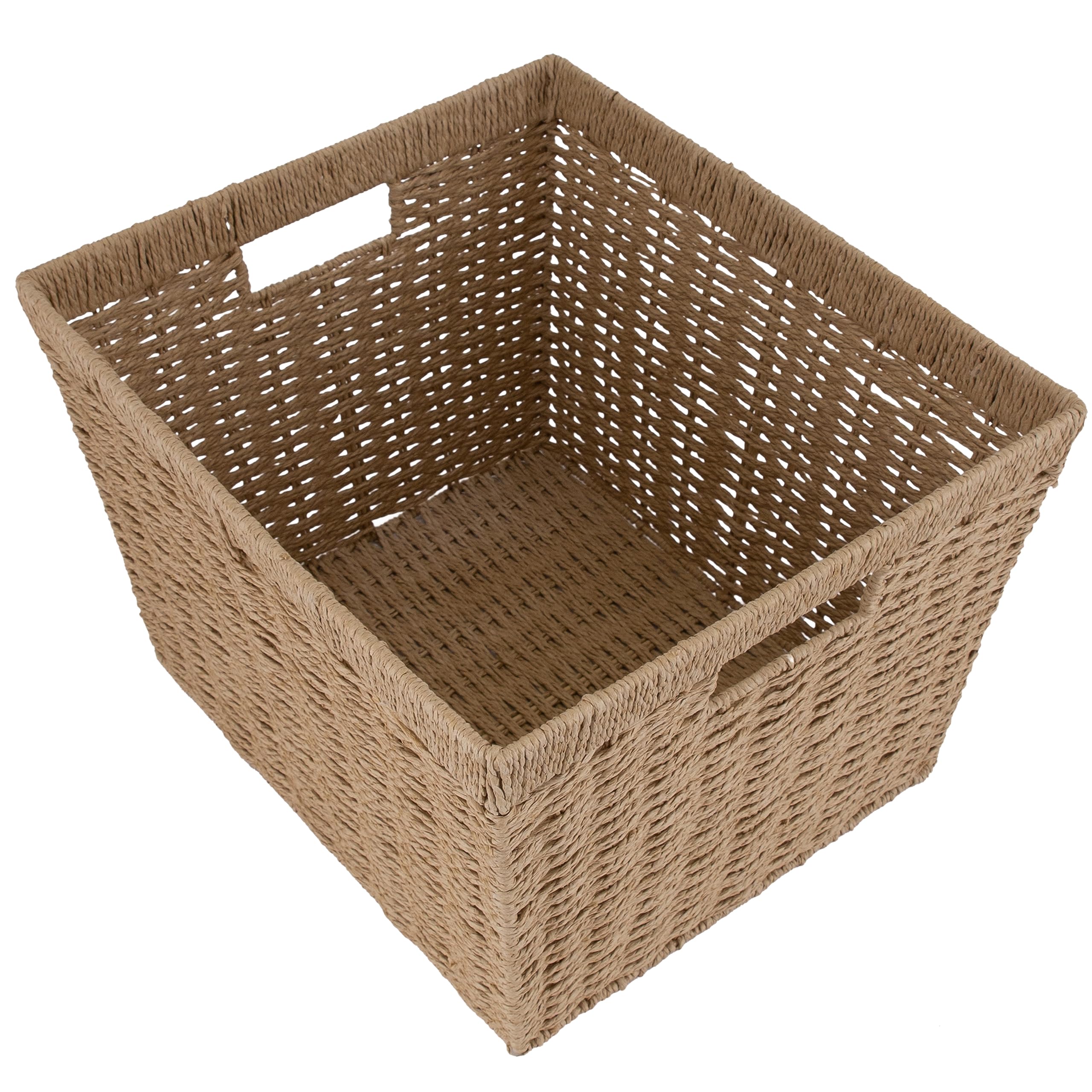 Simplify Dutch Weave Small Storage Basket | Dimensions: 12"x 10"x 8" | Dutch Weave Design | Storage Organization | Paper Rope Material | Great Closets | Display