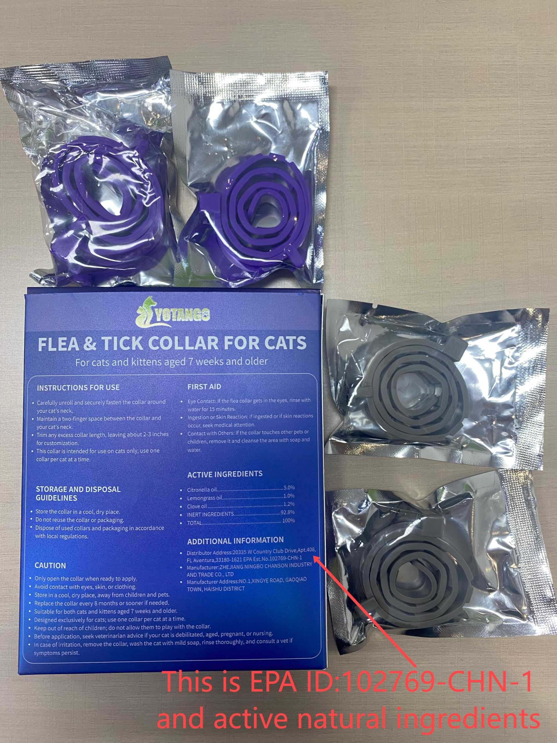 4 Pack Flea Collar for Cats, 32 Months Flea and Tick Prevention for Cats, Waterproof Cat Flea Collar, Natural Cat Flea and Tick Treatment, Adjustable Flea and Tick Collar for Cats Kittens(Grey&Purple)