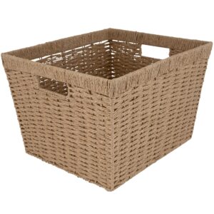 simplify dutch weave small storage basket | dimensions: 12"x 10"x 8" | dutch weave design | storage organization | paper rope material | great closets | display