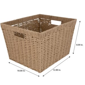 Simplify Dutch Weave Small Storage Basket | Dimensions: 12"x 10"x 8" | Dutch Weave Design | Storage Organization | Paper Rope Material | Great Closets | Display