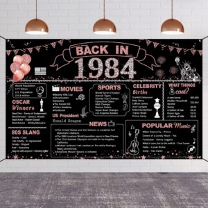 darunaxy 40th birthday rose gold party decoration, back in 1984 banner for women 40 years old birthday photography background vintage 1984 poster backdrop for girls 40th class reunion party supplies