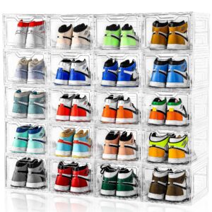 10 Pack Large Shoe Boxes Clear Plastic Stackable,Shoe Storage Organizer with Lids,Shoe Rack for Closet,Shoe Organizer and Shoe Containers for Sneaker Storage, Shoe Display Case Fit up to US Size 13