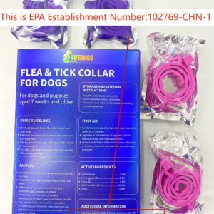 4 Pack Flea Collar for Dogs, 8 Months Flea and Tick Prevention for Dogs, Waterproof Dog Flea Collar, Natural Dog Flea and Tick Treatment, Adjustable Flea and Tick Collar for Dogs Puppy(Pink&Purple)