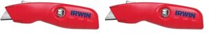 irwin utility knife, self-retracting for safety (2088600), red (pack of 2)