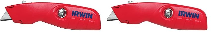 IRWIN Utility Knife, Self-Retracting for Safety (2088600), Red (Pack of 2)