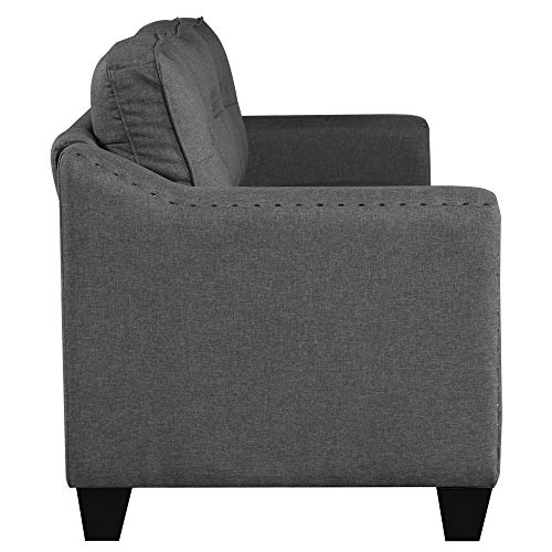 FANYE 3 Pieces Living Room Furniture Sets Include, Loveseat and Armchair, Linen Fabric Upholstered Sectional Classical Rivets Decor and Tufted Back Cushions, Retro Gray Sofa & Couch