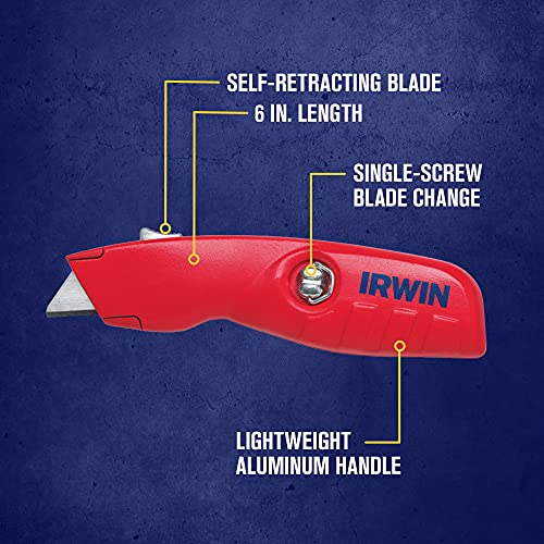 IRWIN Utility Knife, Self-Retracting for Safety (2088600), Red (Pack of 2)