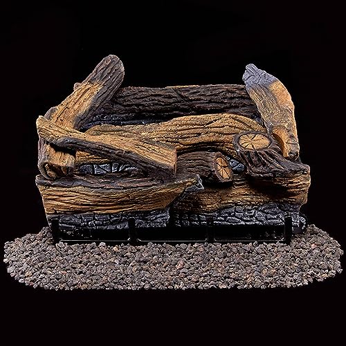 Duluth Forge DLS-18R-1 Dual Fuel Ventless Fireplace Logs Set with Remote Control, Use with Natural Gas or Liquid Propane, 30000 BTU, Heats up to 1000 Sq. Ft, Split Red Oak, 18 Inches