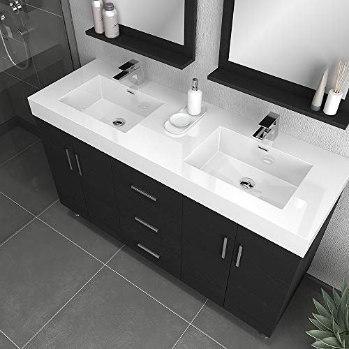 Alya Bath Ripley Bathroom Vanity, 60", Black