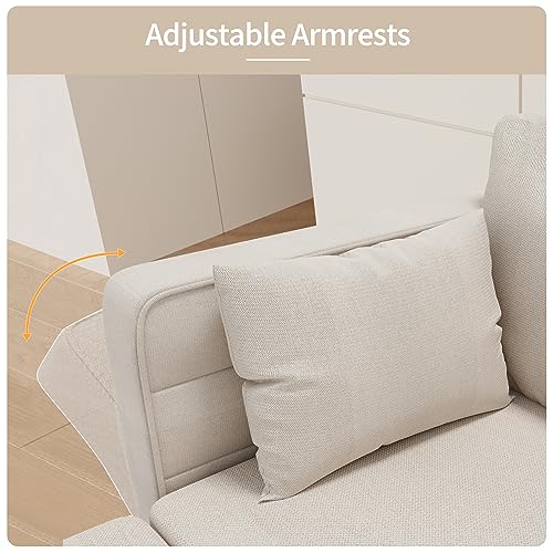 Olela Modular Sectional Sofa, Convertible U Shaped Couch with Storage Ottoman Linen Fabric 6 Seat Sleeper Sofa with Reversible Chaise for Living Room (Beige)