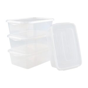 innouse 4 packs 6.5 quart clear storage bin, plastic latching storage container box with lid