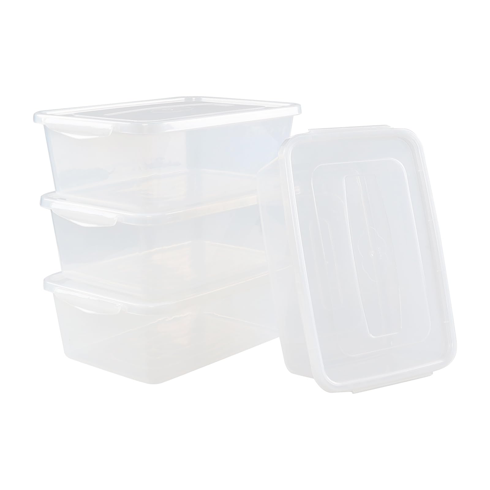 Innouse 4 Packs 6.5 Quart Clear Storage Bin, Plastic Latching Storage Container Box with Lid