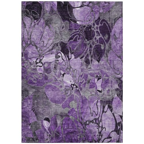 Addison Rugs Chantille ACN558 Purple 5' x 7'6 Indoor Outdoor Area Rug, Stain Resistant, Machine Washable, Non Shedding, Bedroom, Living Room, Dining Room, Kitchen Rug