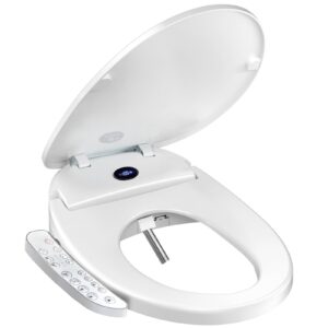 xcqq bidet toilet seat elongated, bidet warm water rear & front oscillating wash, heated toilet seat, warm air dryer, soft close toilet lid, night light, smart toilet seat with bidet requires outlet