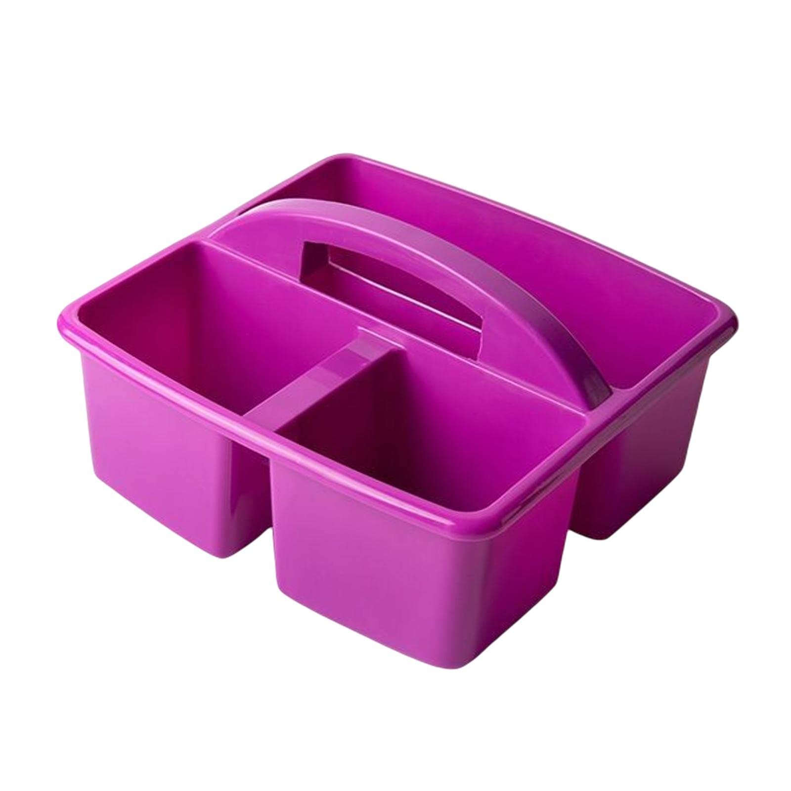 Duiaynke Storage Caddy, with Handles and 3slots Compartments Storage Basket, for Office Home Children's Room School Supplies (Purple)