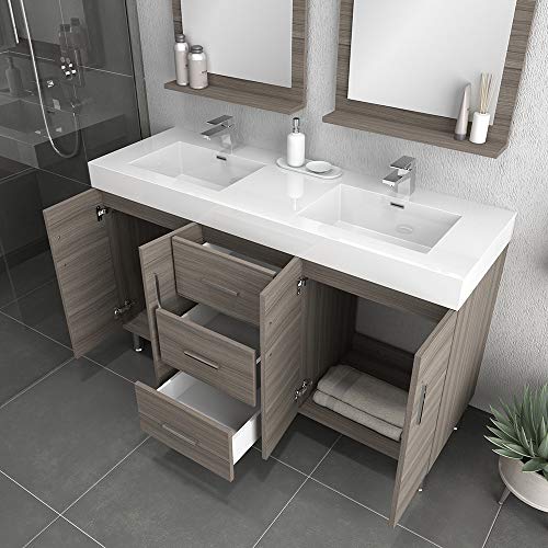 Alya Bath Ripley Bathroom Vanity, 60", Gray