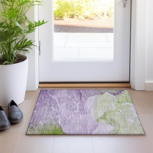 Addison Rugs Chantille ACN517 Purple 1'8" x 2'6 Indoor Outdoor Area Rug, Stain Resistant, Machine Washable, Non Shedding, Bedroom, Living Room, Dining Room, Kitchen Rug