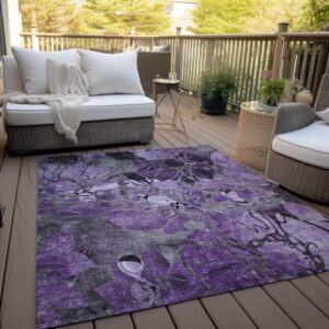 Addison Rugs Chantille ACN558 Purple 5' x 7'6 Indoor Outdoor Area Rug, Stain Resistant, Machine Washable, Non Shedding, Bedroom, Living Room, Dining Room, Kitchen Rug