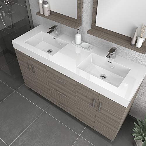 Alya Bath Ripley Bathroom Vanity, 60", Gray