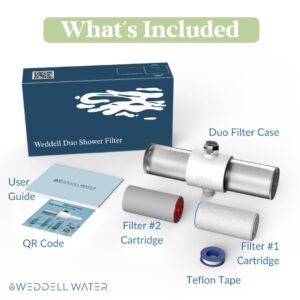 Weddell Duo Shower Filter - NSF Certified Shower Filter, High Pressure Activated Carbon Filter, Removes Chlorine, PFAS & Particulates, Clinically Tested For Healthier Skin & Hair (Single Pack, White)