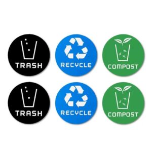 easyult 4" x 4" recycle sticker trash bin label, trash sticker for trash can, ideal sign for home or office refuse bin -6 pack