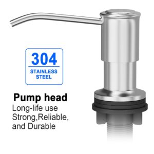 Soap Dispenser for Kitchen Sink, Sink Soap Dispenser with Wide Pump Head Base, 47" Extension Tube kit, Longer Threaded Shaft Shank, No Need More Refills, Brushed Nickel (2 Scrub Sponges)