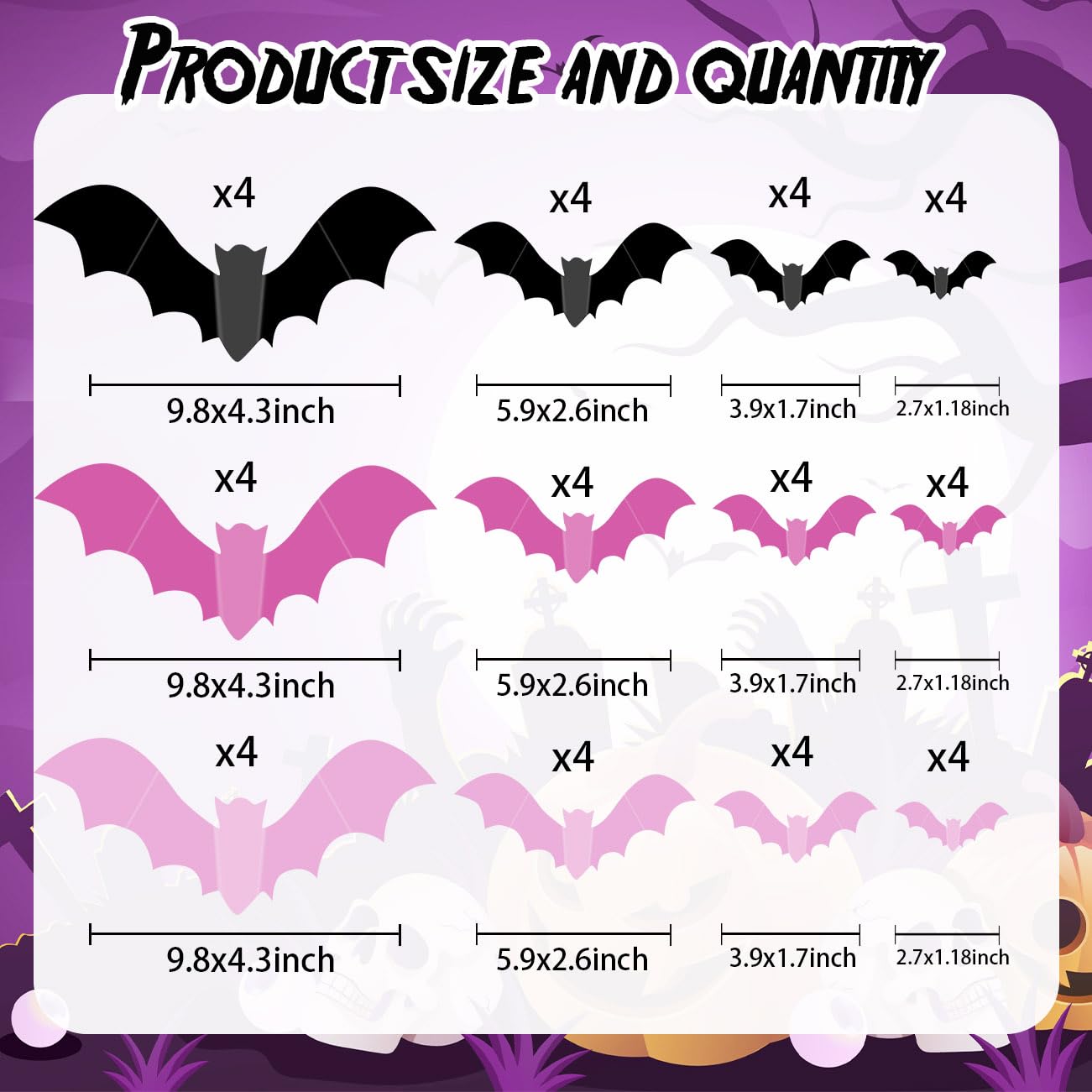 Pink Bats for Wall Halloween 3D Bats Blush and Black DIY Wall Decal Bathroom Indoor Cute Halloween Party Decorations, Pastel Halloween, PVC Wall Bat Stickers for Home (48pcs)