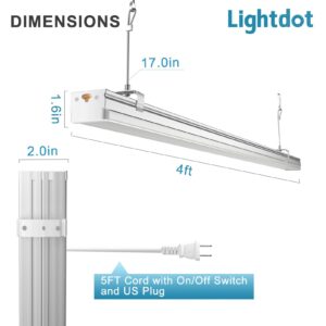 Upgrade 4FT 2.5inch 72w Linkable LED Shop Light, 10000LM 100-277V Garage Light with 5ft On/Off Switch Plug, 5000K Daylight, Hanging Flushmount Available Plug and Play-6Pack