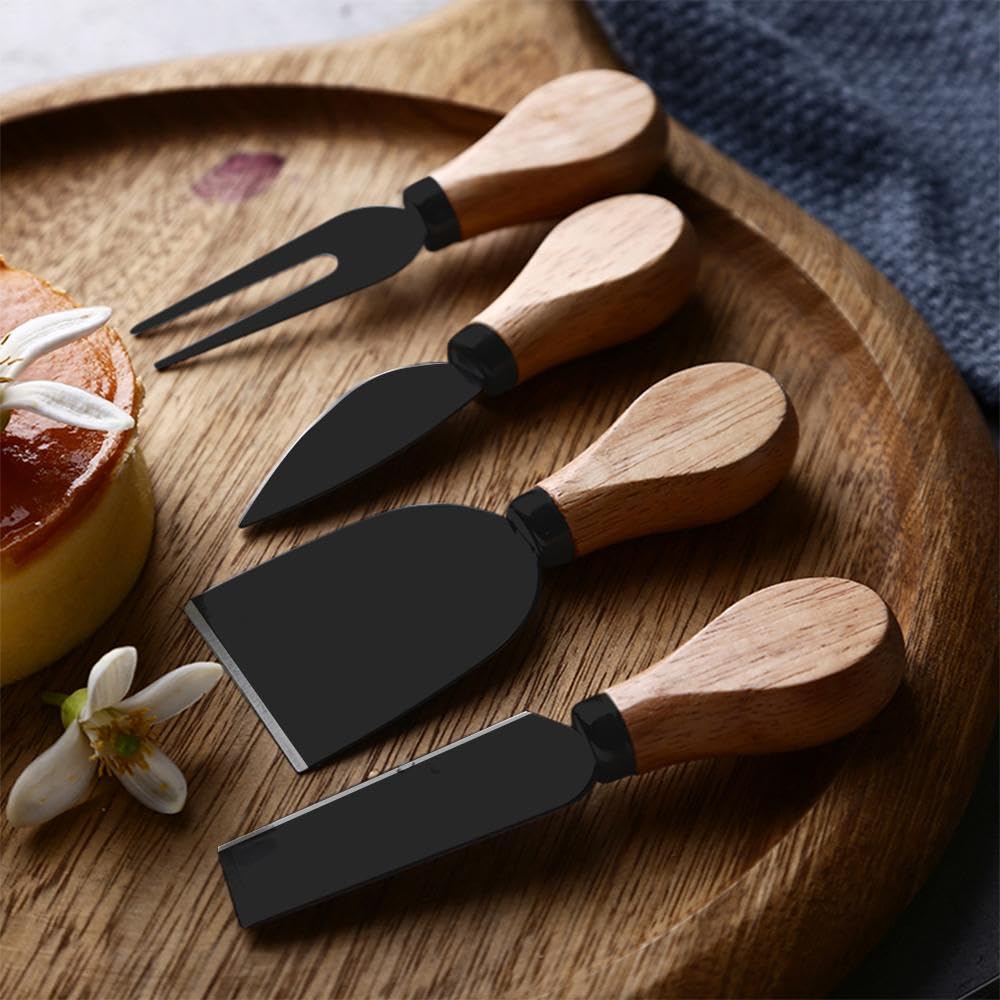 7 Piece Cheese Knife Set for Charcuterie Board Cheese Knife Set Charcuterie Accessories Cheese Board Knife Set Black Cheese Knife Set Charcuterie Knives and Spreaders Charcuterie Utensils