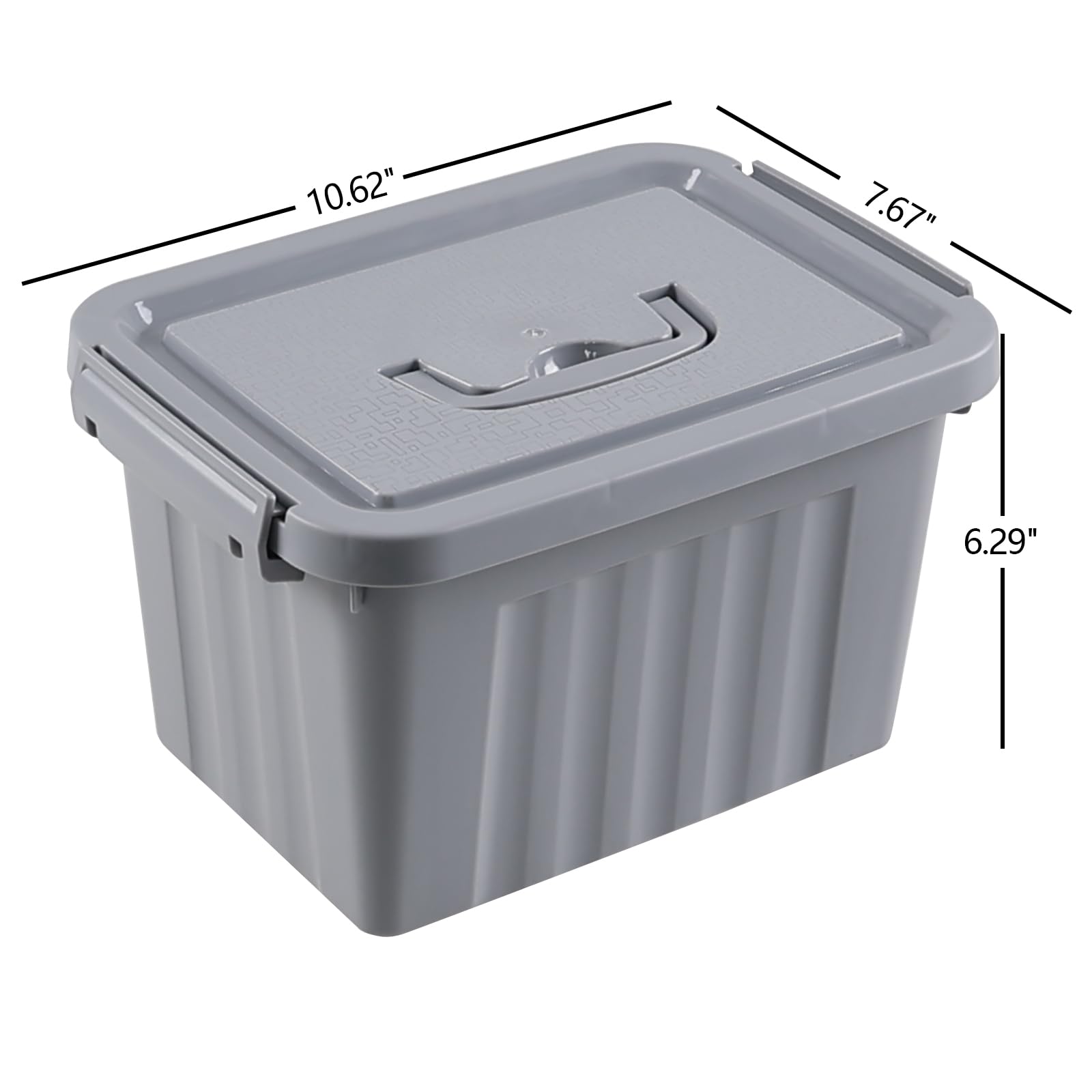 Tstorage 6 Quart Plastic Storage Latch Box with Lid and Handle, Gray, 6 Pack