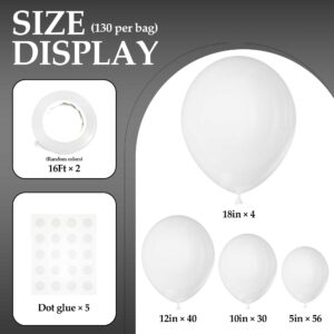 DECOCKRAT 89pcs White Balloons, Latex Balloons Different Sizes 18/12/10/5 Inch, Helium Balloons with Ribbon, Party Balloon Set for Birthday Wedding Graduation Anniversary Baby Shower Decorations.