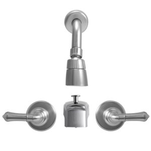 pacific bay tub and widespread shower faucet trim kit - non-metallic high grade abs plastic construction - brushed satin nickel finish