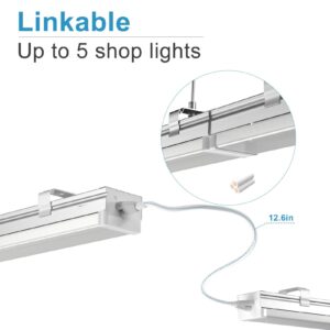 Upgrade 4FT 2.5inch 72w Linkable LED Shop Light, 10000LM 100-277V Garage Light with 5ft On/Off Switch Plug, 5000K Daylight, Hanging Flushmount Available Plug and Play-6Pack