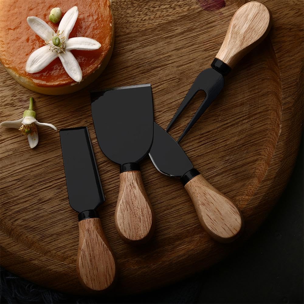 7 Piece Cheese Knife Set for Charcuterie Board Cheese Knife Set Charcuterie Accessories Cheese Board Knife Set Black Cheese Knife Set Charcuterie Knives and Spreaders Charcuterie Utensils