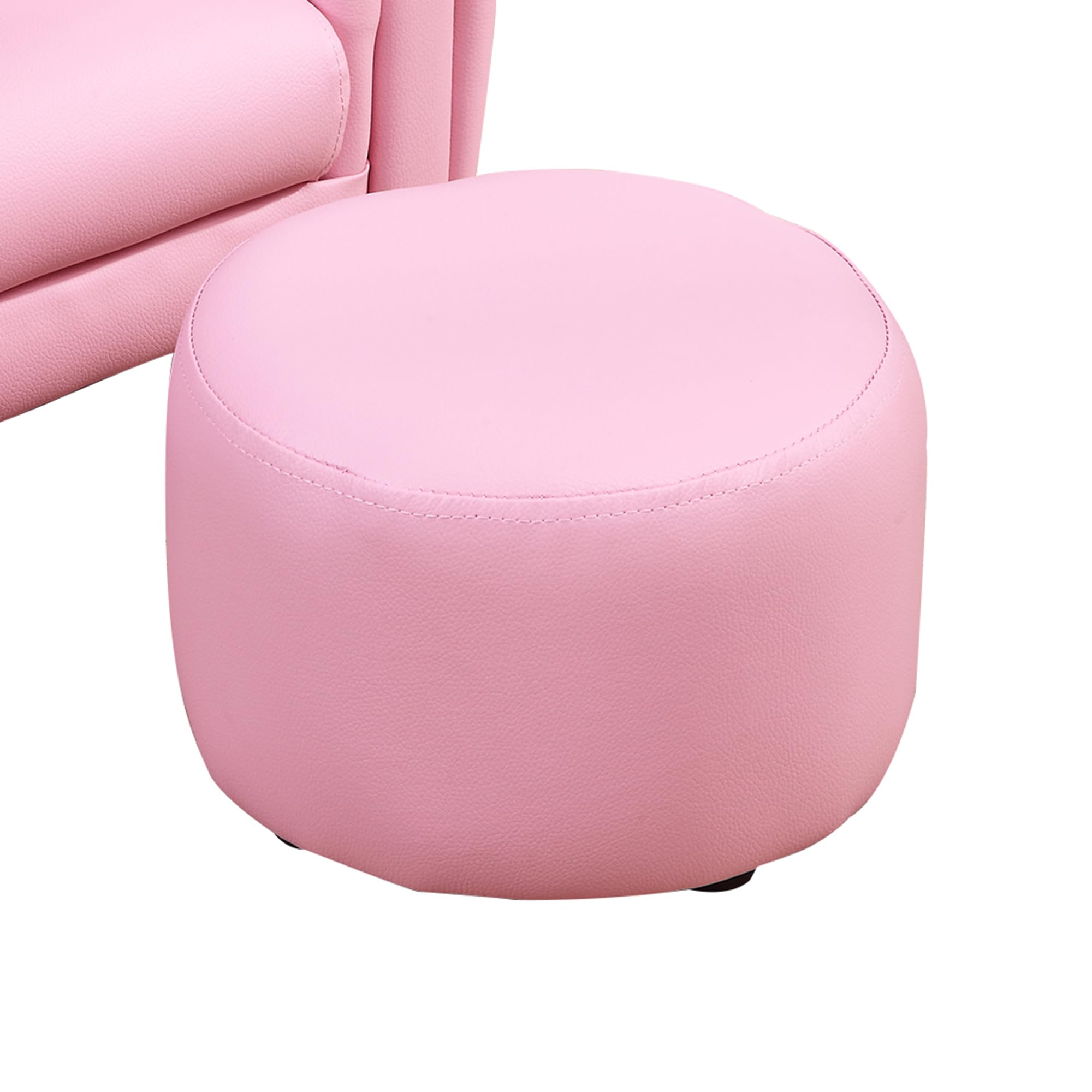 Qaba Kids Sofa Set with Footstool, Upholstered Armchair for Kids 18M+, Baby Sofa for Playroom, Children's Bedroom, Nursery Room, Pink