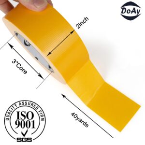 DOAY Yellow Duct Tape Heavy Duty - Upgraded to 9-Mil Thickness, 2 Inches x 40 Yards, Bright Color, Waterproof, Easy to Tear - Great for DIY, Repairs, Industrial, Professional Use, Indoor & Outdoor Use