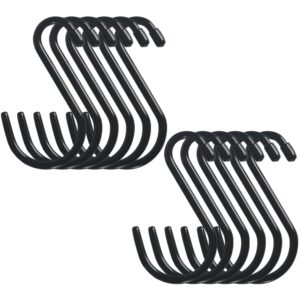 cozihom 6 inch heavy duty vinyl coated s hooks, black rubber coated s hooks, extra thick non slip metal s hanger for closet, garden, garage, kitchen hanging, black, pack of 12