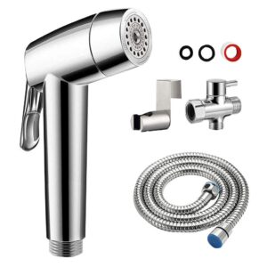 handheld bidet sprayer for toilet, bidet sprayer shower bathroom water spray jet spray diaper sprayer feminine hygiene cleaning premium stainless steel (handheld bidet sprayer)