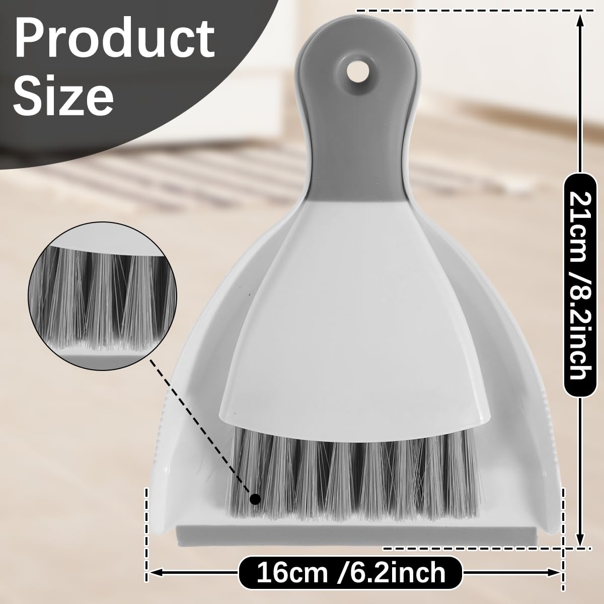 Mini Dustpan and Brush Set, Portable Table Top Cleaning Brush and Dustpan Combo Dining Table Crumb Sweeper with Soft Bristles Multipurpose Compact Dust Pan and Hand Broom for Cleaning (Grey)