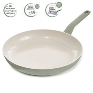 Berghoff Balance Non-stick Ceramic Frying Pan/Skillet 12", Recycled Aluminum, Non-toxic, CeraGreen Nonstick Coating, Stay-cool Handle, Induction Pan, 100% Sustainable, Sage