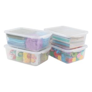 Innouse 4 Packs 6.5 Quart Clear Storage Bin, Plastic Latching Storage Container Box with Lid