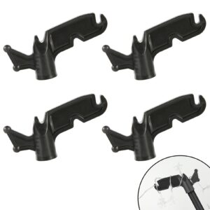 peutier 4pcs plastic utility hook, 3/4 inch screw on pole hook attachment multi purpose extension pole hook for threaded poles hanging christmas light strings bird feeders rope (black)