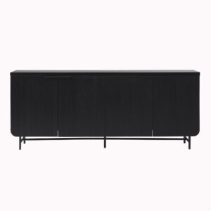 Walker Edison Scandinavian Grooved 4-Door Sideboard, 69 Inch, Black