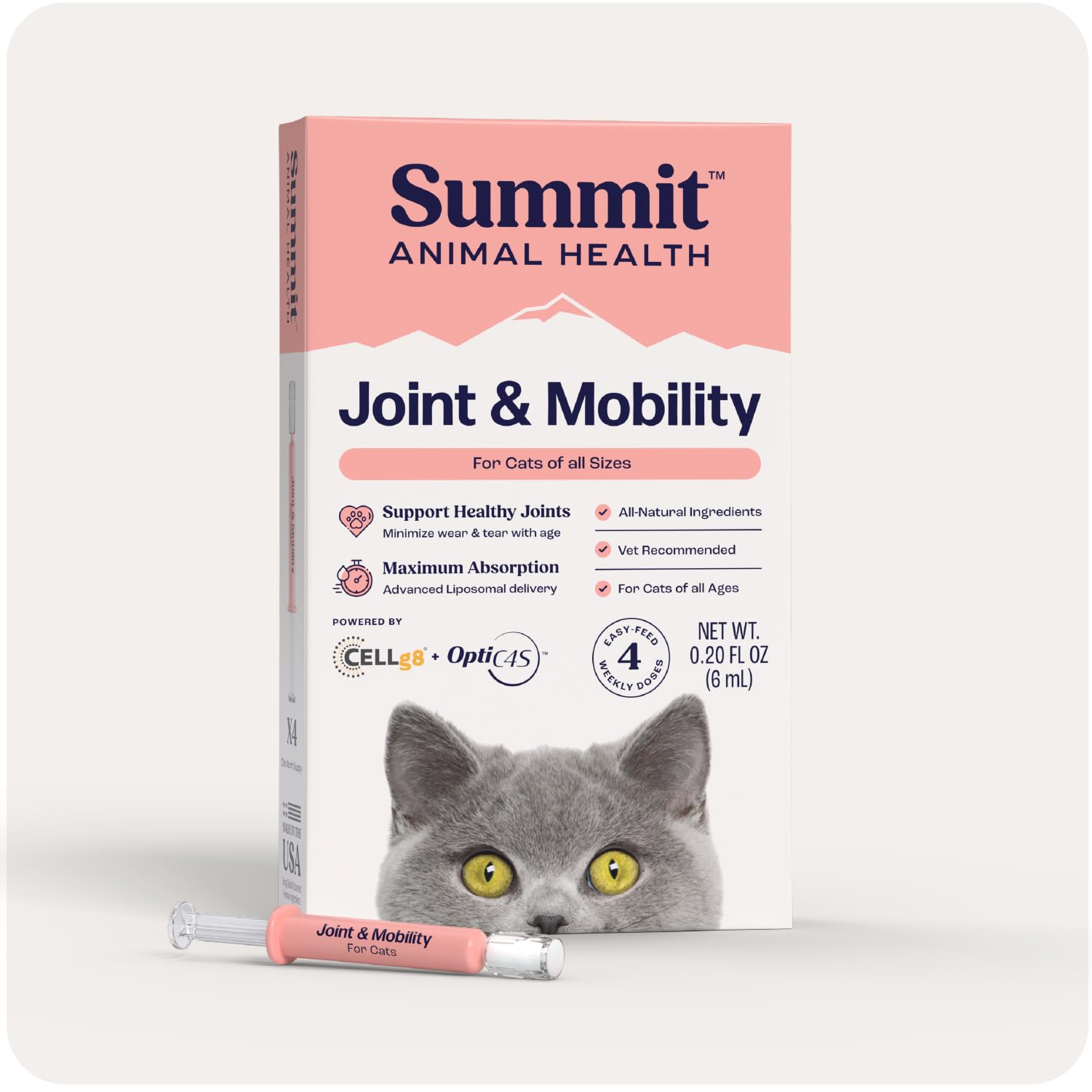 Summit Animal Health Lift Feline Pain Relief Supplement Inflammation Hip & Joint Support Vitamin for Cats - Natural Chondroitin with Liposomal Delivery for Arthritis - Drug Free - All Ages