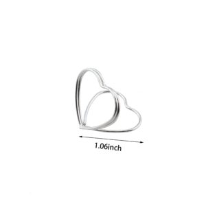 TAODAN 20PCS Silver Table Number Holders Heart Shape Place Card Holder Playing Card Holders Table Picture Stands Mini Photo Holder for Wedding Birthday Bridal Baby Shower Party