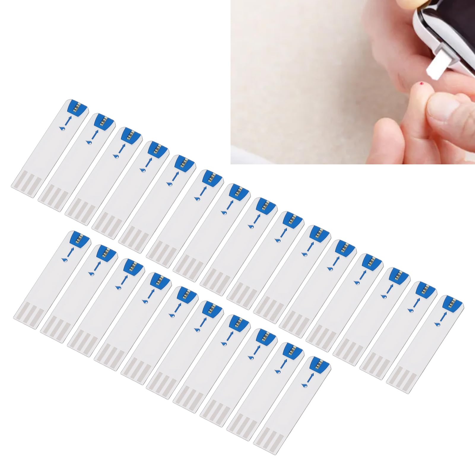 YYQTGG Diabetic Test Strips, Quick Results Glucometer Handy Strips, 25 Pieces PET Accurate for Glucose Self Tests Blood Glucose Test Strips for Diabetes Use with Blood Sugar Monitor