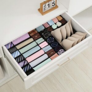 Qozary 42 Pack Adjustable Drawer Organizer Dividers for Socks, Underwear, Makeup, Kitchen, Dresser