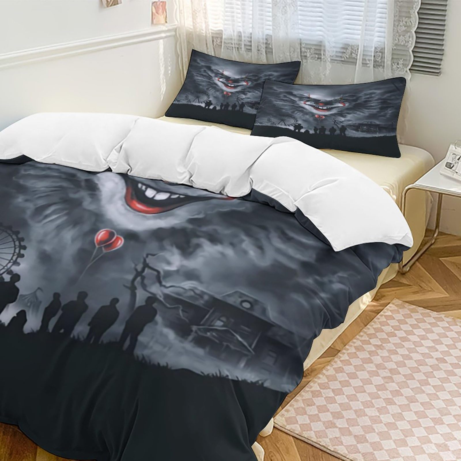 Horror 3-Pcs Bedding Set Includes 1 Duvet Cover and 2 Pillowcases​, Soft Comfortable Breathable Bedroom Decoration 86"x70"