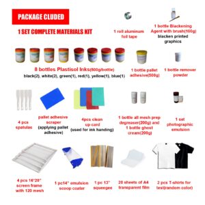 TIANIUSEEN Screen Printing Kit Silk Printing Press Equipment Material for T-Shirt DIY Type 1