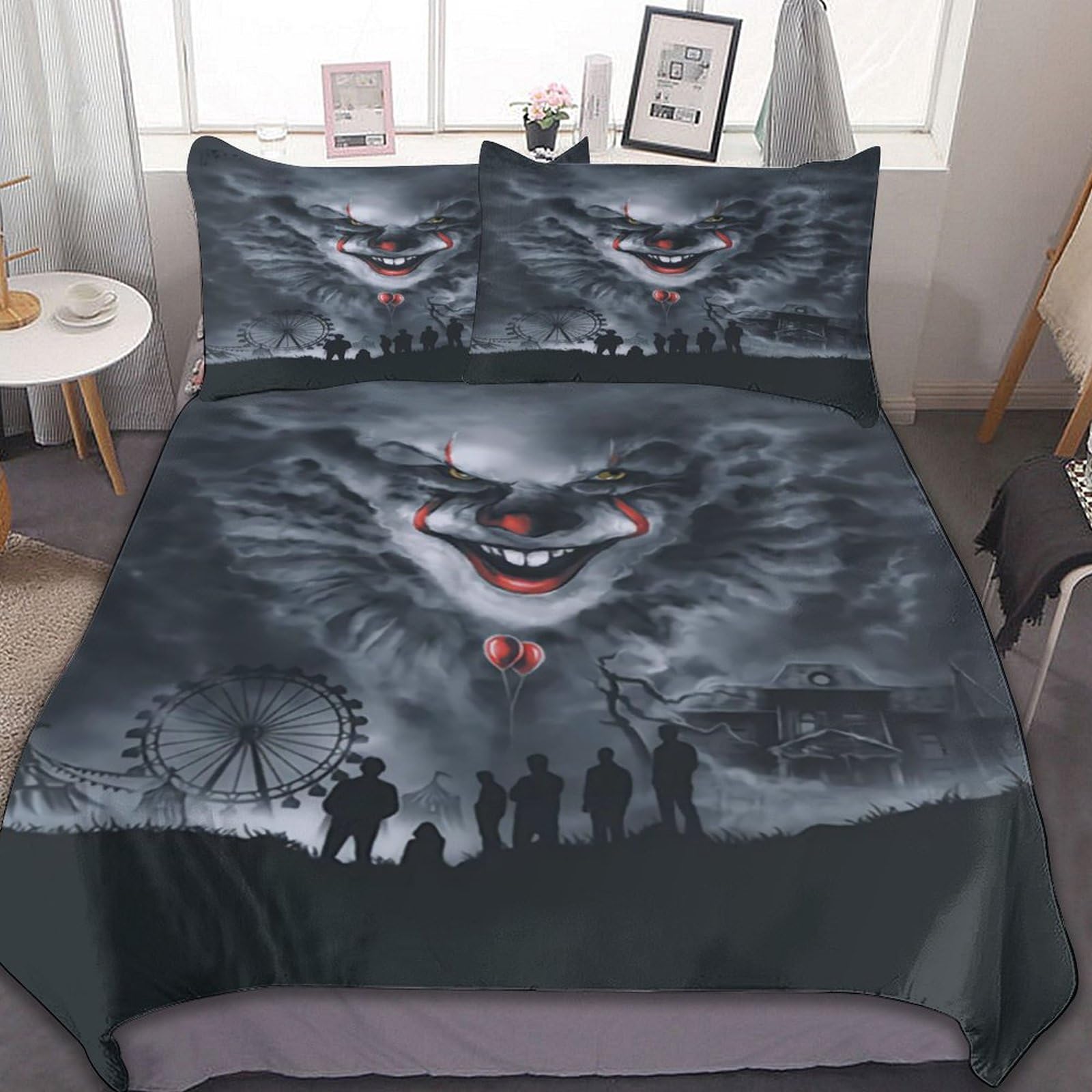 Horror 3-Pcs Bedding Set Includes 1 Duvet Cover and 2 Pillowcases​, Soft Comfortable Breathable Bedroom Decoration 86"x70"